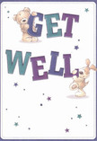 Bright and tender, this illustrated get well card centres on two loveable characters-a sweet bear and a floppy-eared pup-who together cradle and support the bold letters of the cheerful 'Get Well' message. Their expressive, round faces beam comfort and concern, echoing the neighbourly kindness found among friends in Streatham. The dazzling stars, painted in hues from deep sapphire to soft lilac, scatter like bits of hope across the pristine ivory background, reminiscent of twilight over Norwood Road. The text itself is vibrant and dynamic, leaping forward in inky blues and vivid greens, conjuring the vitality one feels when receiving a freshly delivered bouquet. With textures so vivid you can almost sense the softness of the illustrated fur, this card brings a touch of tactile reassurance-much like the comforting feel of a bouquet handled with gentle care by a local florist. Offering not only a message but an emotional lift, this card is perfect for providing solace and encouragement to anyone in Streatham on the path to recovery, infusing their day with a sense of optimism and heartfelt community support.